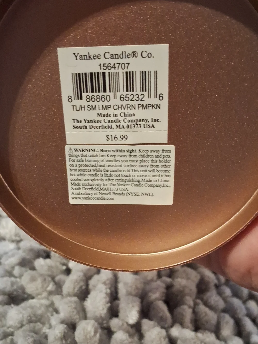 Yankee Candle Bronze Floral Cutout Lantern Lamp with White Glitter Shade
